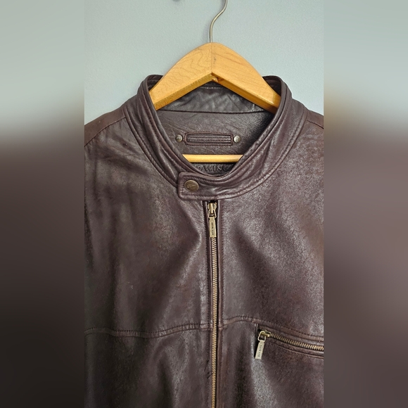 Red Wing Shoes Leather Jacket Cafe Racer Moto Men's Size XL Brown Motorcycle - Picture 2 of 15